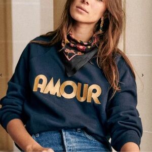 Sezane Amour Navy Sweatshirt